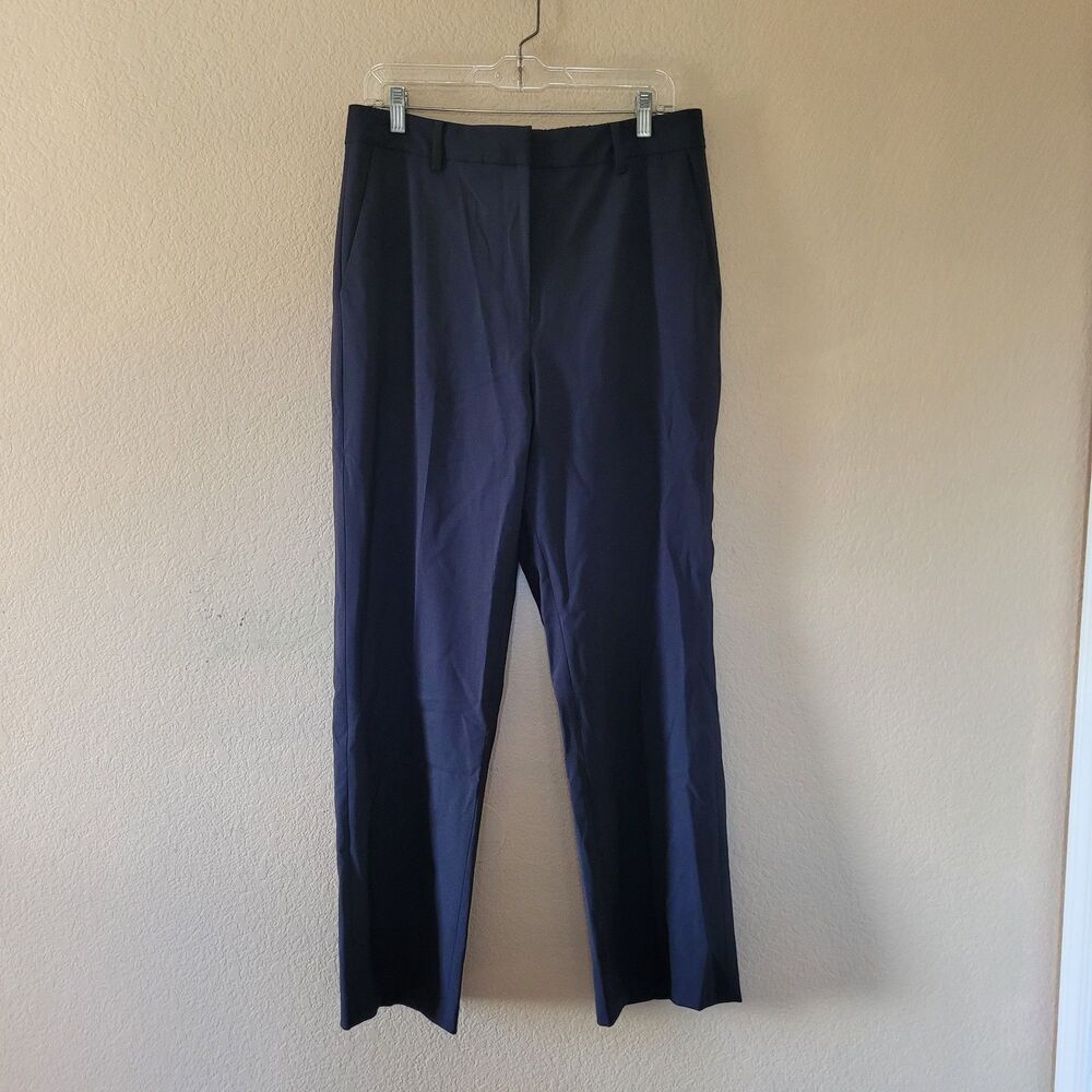 Quince Pants Women 12 Navy Blue Italian Wool Slim Leg Ankle 3D Business Casual